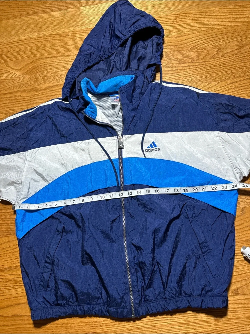 Vintage adidas Blue and White Windbreaker Jacket Size Large